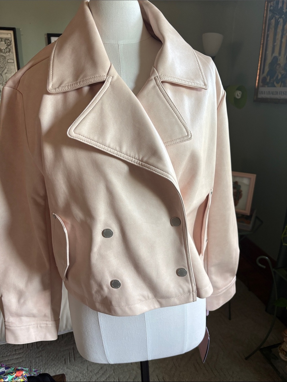 Avec Les Filles Blush Pink Double-Breasted Blazer Jacket